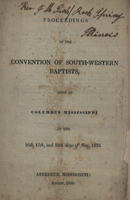 Proceedings of the Convention of South Western Baptists