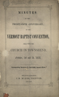 Minutes of the Twenty-Fifth Anniversary of the Vermont Baptist Convention