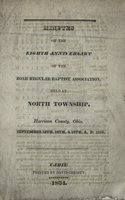 Minutes of the Eighth Anniversary of the Zoar Regular Baptist Assocation