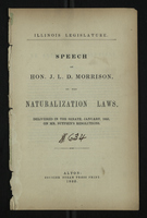 Speech of Hon. J. L. D. Morrison on the Naturalization Laws