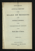 Fifty-Second Annual Report of the Board of Missions of the General Assembly of the Presbyterian Church