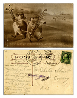 Billy Possum and Jimmie Possum on the Links Postcard