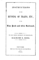 Instructions for the Running of Trains, Etc., on the New York and Erie Railroad