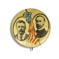 Roosevelt and Fairbanks Jugate with Flag Button
