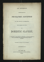 An Address Delivered Before the Pro-Slavery Convention of the State of Missouri