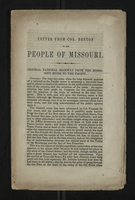 Letter From Col. Benton to the People of Missouri