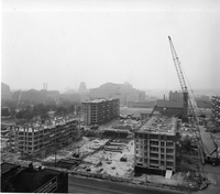 Plaza Apartments - Construction, elevated view