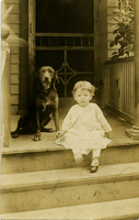 Child and Dog on Porch