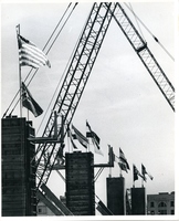 Flags at Convention Center during Construction