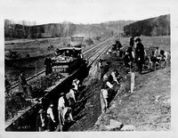 Herman Haupt with Locomotive General Haupt and work crew