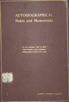 Autobiographical Notes and Memoranda