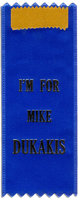 "I'm for Mike Dukakis" Ribbon