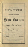 Haydn Orchestra, Third Concert, Third Series, Season of 1873-4.