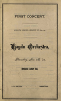 Haydn Orchestra First Concert, Fourth Series, Season of 1874-75