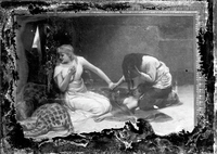 Photograph of a Painting of Women and Big Cats