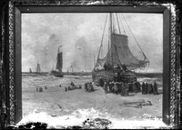 Photograph of a Painting of Ships, Crew, and Passengers