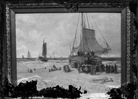 Photograph of a Painting of Ships, Crew, and Passengers