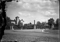 Photograph of a Park Gate and Houses