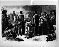 Photograph of an Illustrated Thanksgiving Feast Scene