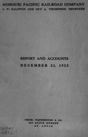 Report and accounts, Dec. 31, 1933 / Missouri Pacific Railroad Company, L.W. Baldwin and Guy A. Thompson, trustees.