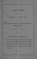 Lecture Delivered by Henry F. Knapp, C.E., Before the Polytechnic Branch of the American Institute (Cooper Institute)