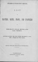 List of Masters, Mates, Pilots, and Engineers of Merchant Steam, Motor, and Sail Vessels 1901